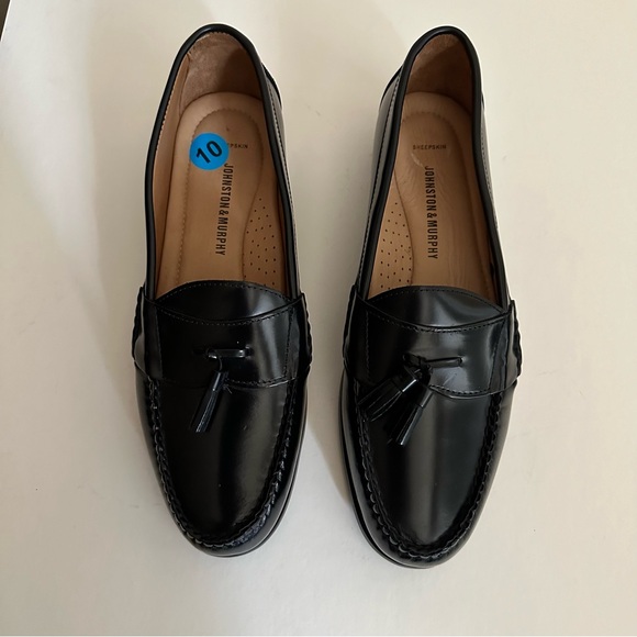 Johnston & Murphy Hayes Tassel Loafers Men Black Sheep Skin 10 M A3 Brazil Made main image 4